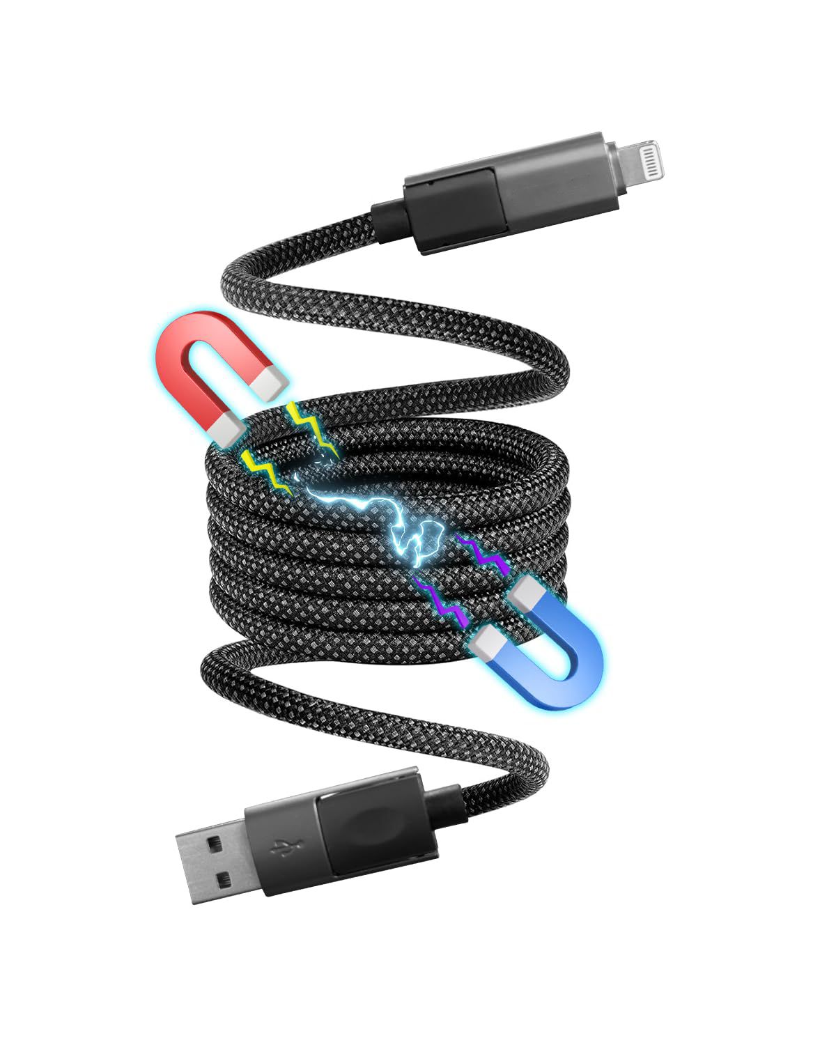 NINE Magnetische USB-C To Lightning – 1m | 480Mbps Gegevensoverdracht & PD Snelladen | Anti-Knoop Ontwerp