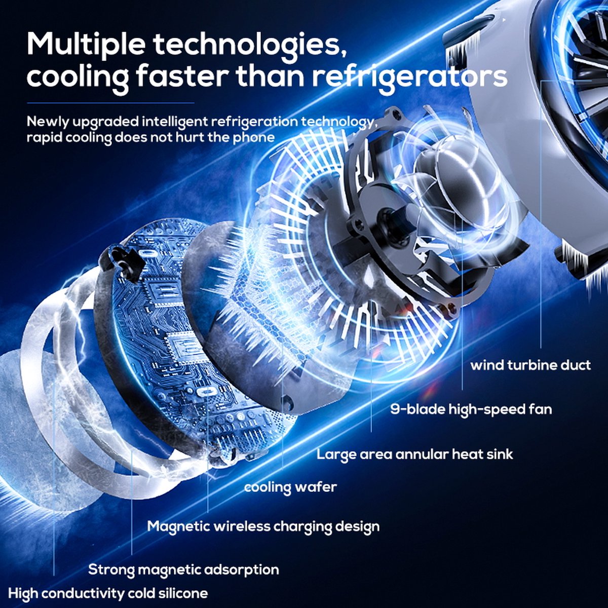 15W Magnetishe Draadloze Oplader met Koelventilator Cooling Fan Snelladen Fast charging & Overhittingsbescherming